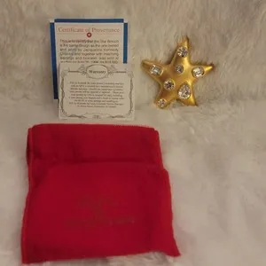 Authentic Celestial Starfish Talisman A Gold- Plated Crystal Heirloom Of Ocean Blessings