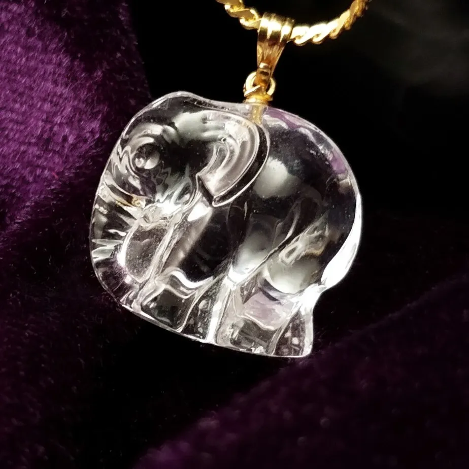 Authentic Golden Elephant Of Fortune Crystal Heirloom Talisman Necklace