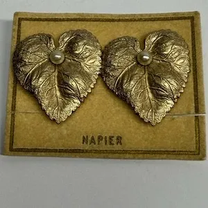 Authentic Golden Foliage of the Eternal Grove: Vintage Napier Leaf Earrings