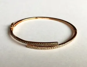 Authentic The Celestial Marcasite Oval Bangle: A Rose-Gold Conduit of Lunar Radiance