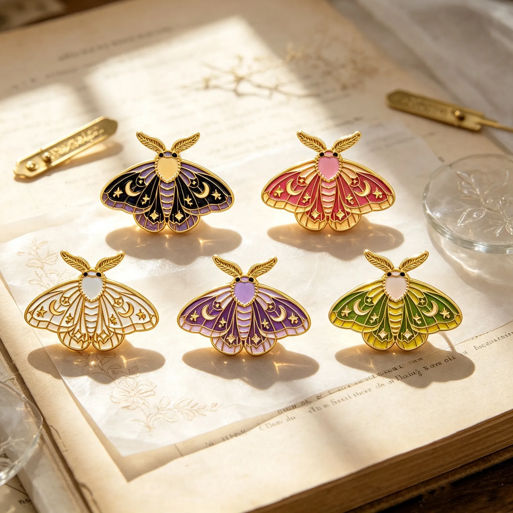 Authentic Celestial Moth & Crescent Moon Pin A Of Lunar Transformation