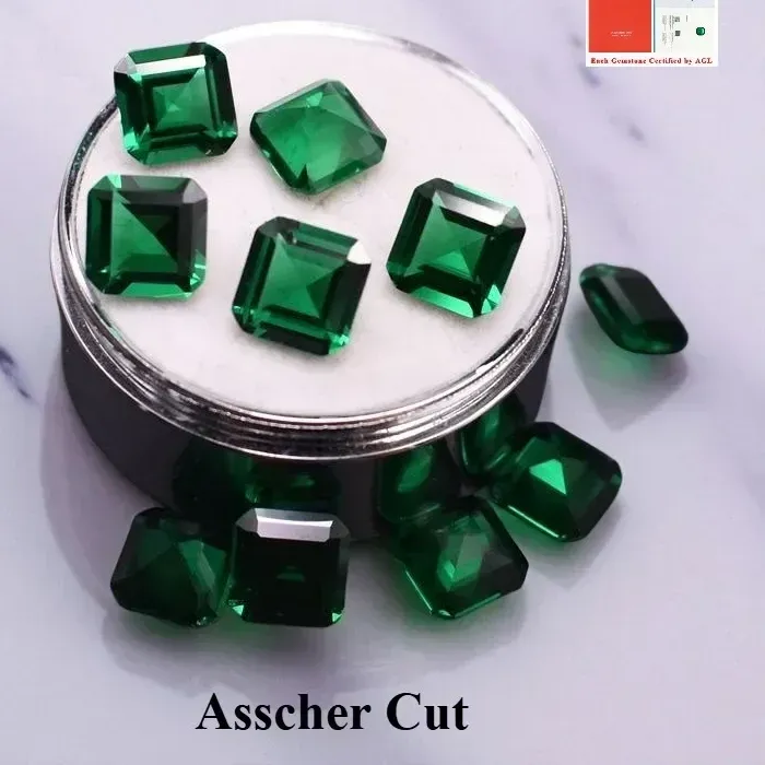 Authentic Emerald Of The Sacred Heart Asscher- Cut Lab- Grown Zambian Gemstone For Talismanic Jewelry