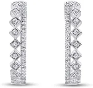 Authentic Sacred Geometric Diamond Hoop Earrings Gold Plated Silver