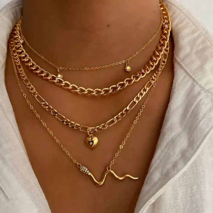 Authentic Women Shell Necklace Gold Plated Layered Snake Heart Pearl Charm Necklace Summer Beach Jewelry