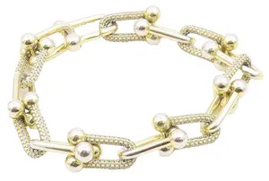 Authentic Enchanted Gold- Plated Geometric Link Bracelet