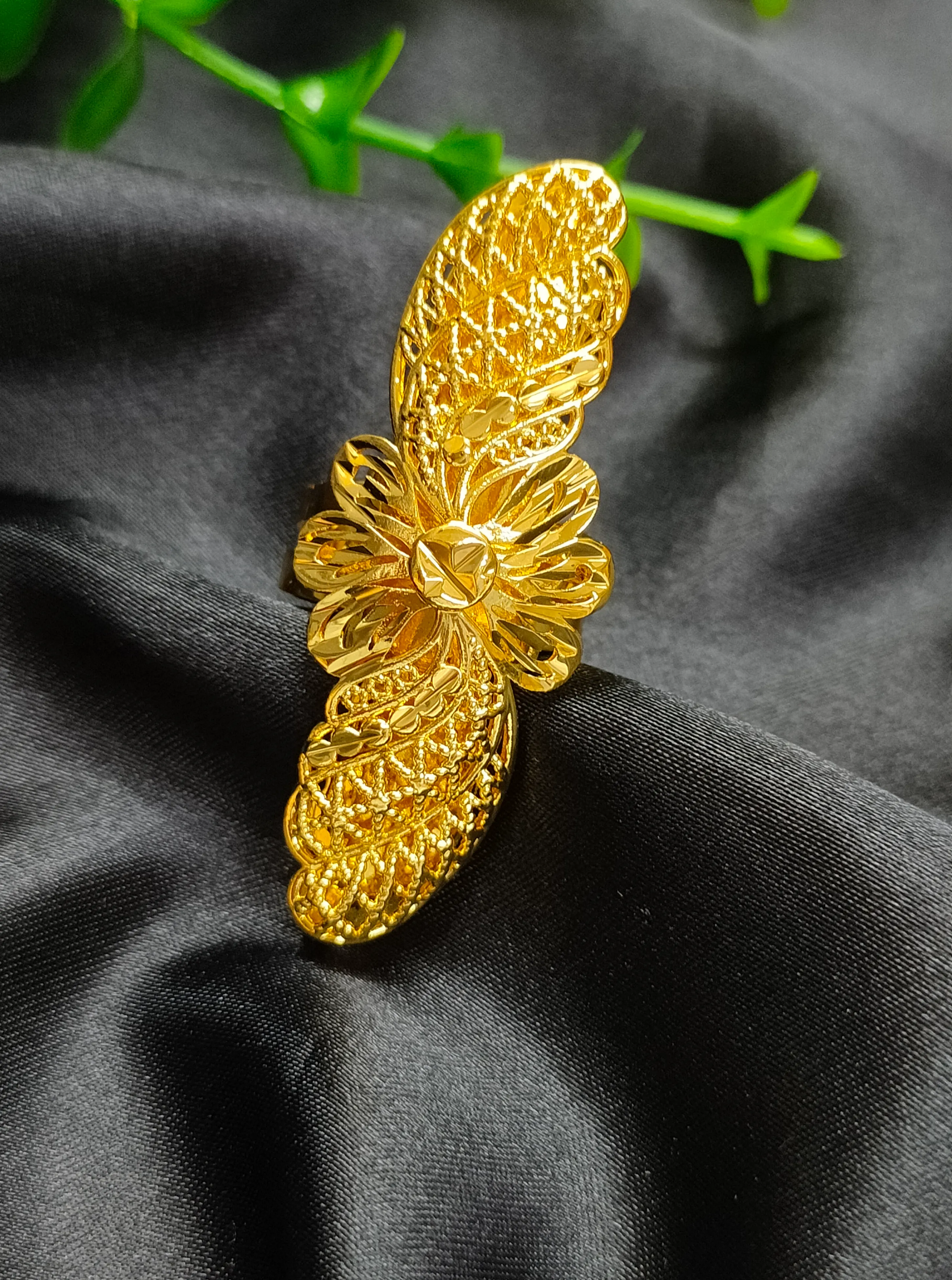 Authentic Good Dubai Golden Ring Brazilian 24K Gold Plated Bride Arabic Ethiopian Big Nigerian Jewellery Moroccan Resizabl