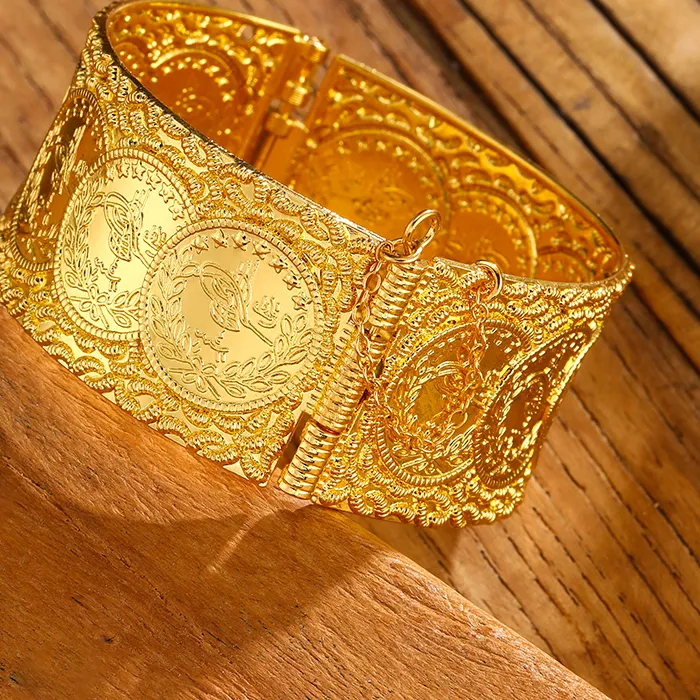 Authentic The Golden Royal Coin Cuff of Moroccan Heritage
