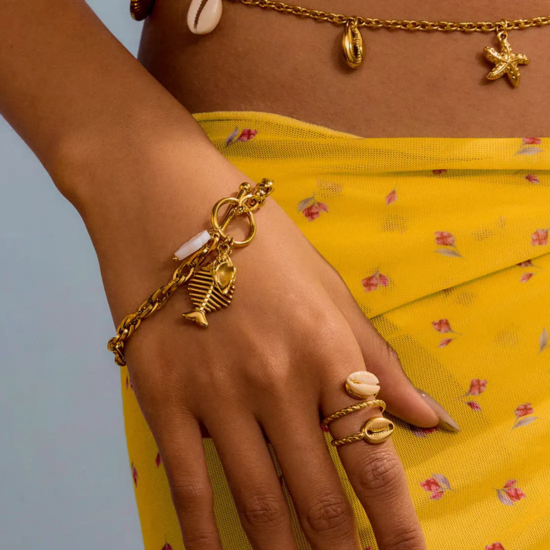 Authentic Talisman of the Endless Tides: 18K Gold-Plated Shell Conch Wrist Amulet