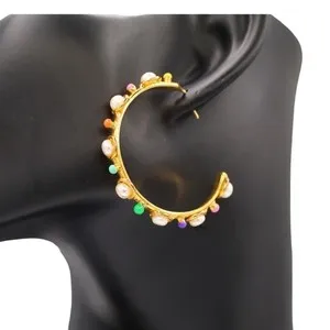 Authentic Candy Pearl Hoop Earrings 22K Gold Plated Whimsy Of The Sea