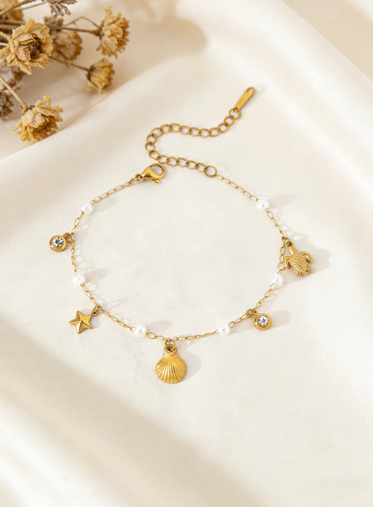 Authentic Talisman of the Azure Tides: 18K Gold-Plated Ocean Spirit Bracelet