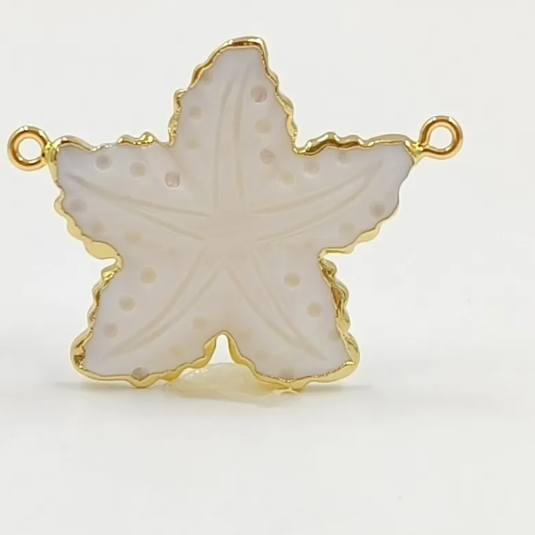 Authentic WT-JP459 Lovely White Shells Charms Beach Starfish Shape Pendants Connector With 18k Gold Plated Wholesale Accessory DIY Finding