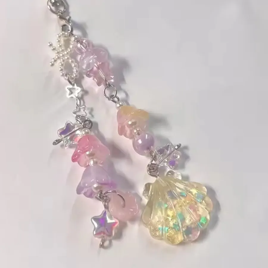 Authentic Celestial Tide Shell Talisman And Beaded Star Keychain