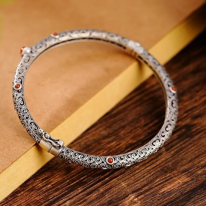 Authentic Crimson Moonlit Tourmaline Bracelet – A Silver Echo of Southern Spirits