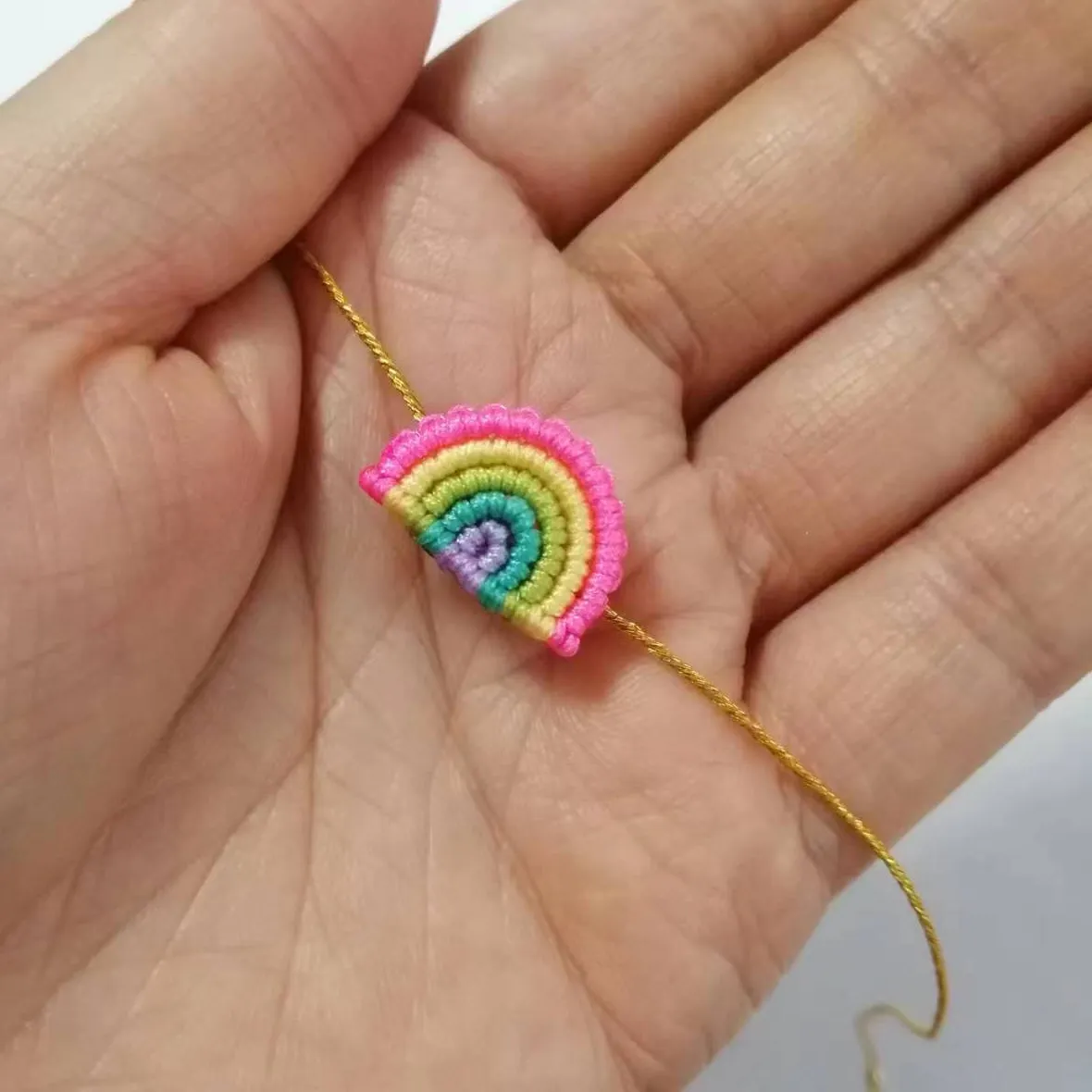 Authentic Handwork Hand Knitting Rainbow Children's Bracelet Braided Lucky Rope Adjustable Bestie Couple Friendship Jew