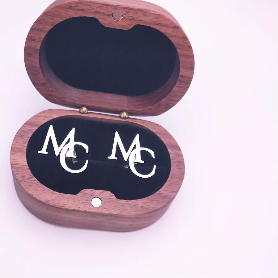 Authentic Tangula Custom Cufflinks For Groom Initials Cufflinks Wish Oak Box Bridegroom Jewelry