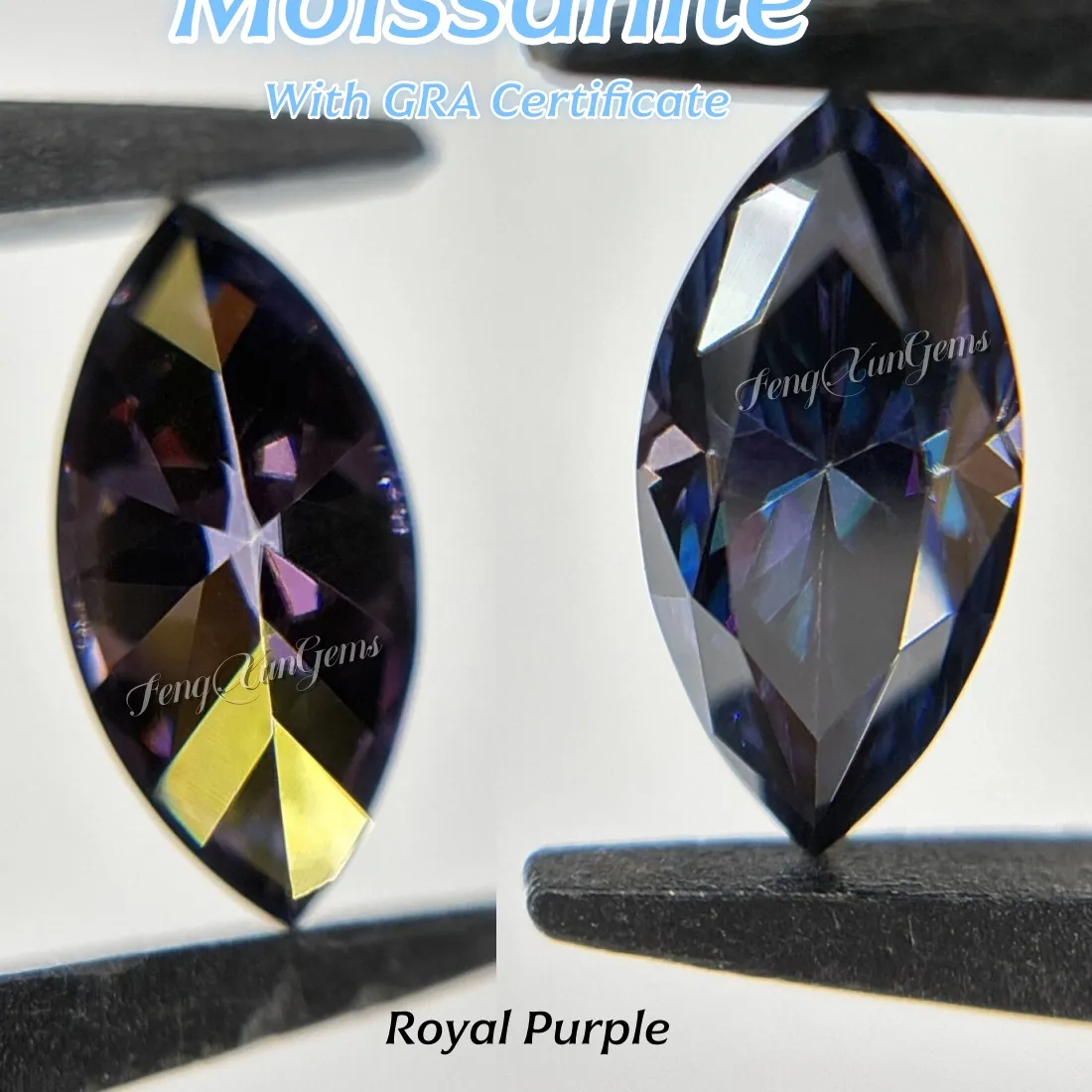 Authentic The Royal Amethystine Eye Marquise Royal Purple Moissanite Talisman
