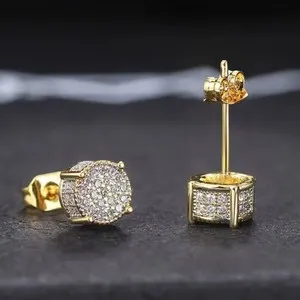 Authentic Golden Solar Stud Earrings- Cubic Zirconia Light- Bearers Of Confidence