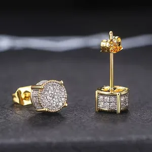 Authentic Celestial Iced Stud Talismans Gold- Plated Cz Ear Orbs Of Radiant Power