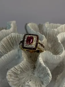 Authentic Spinel Solar Ring Handcrafted 925 Sterling Silver Gold- Plated Talisman Of Vigor And Vitality Size 10