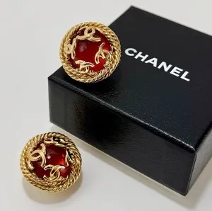 Authentic The 1995 Crimson Flame Gripoix and 24k Gold Talisman Earrings