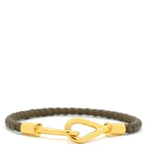 Authentic Celestial Hermes Braided Gold-Plated Leather Bracelet