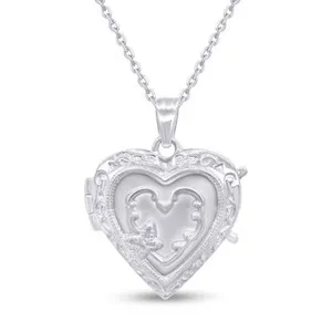 Authentic Heart's Secret Keeper 14K White Gold Plated Sterling Silver Locket Of Timeless Devotion