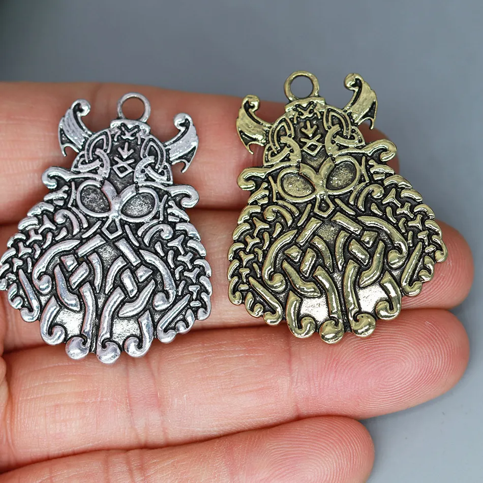 Authentic 3Pcs Pewter God Odin Viking Warrior Pendant For Diy Necklace Handmade Jewelry Making Accessories