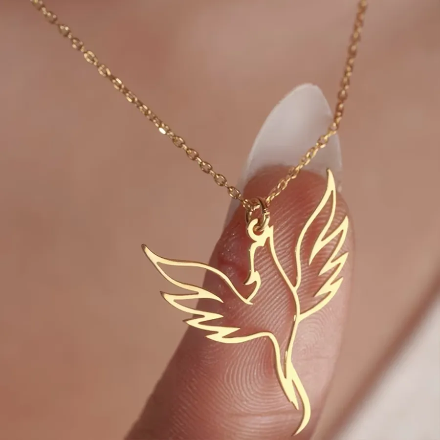 Authentic Phoenix Rebirth Pendant- Eternal Flame Of Sacred Transformation Gold- Plated Amulet Necklace