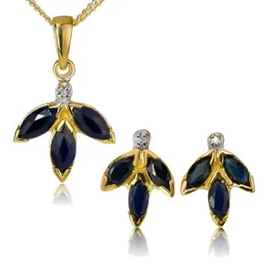 Authentic Celestial Sapphire Talismans Gold- Plated Sterling Silver Earrings Of Ink Blue Wisdom
