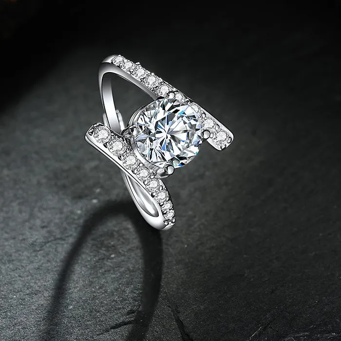 Authentic Celestial Solitaire A Gold- Plated Sterling Silver Ring Of Luminous Promise