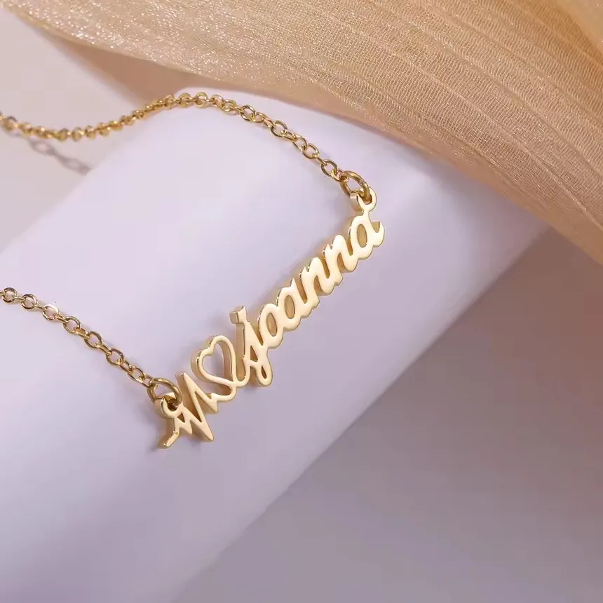 Authentic The Pulse of Eternity Personalized Heartbeat and Name Talisman in 18k Gold Plate