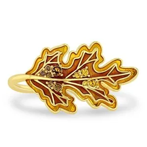 Authentic Veil Of The Autumn Oracle Golden Oak Leaf Ring Of Timeless Wisdom