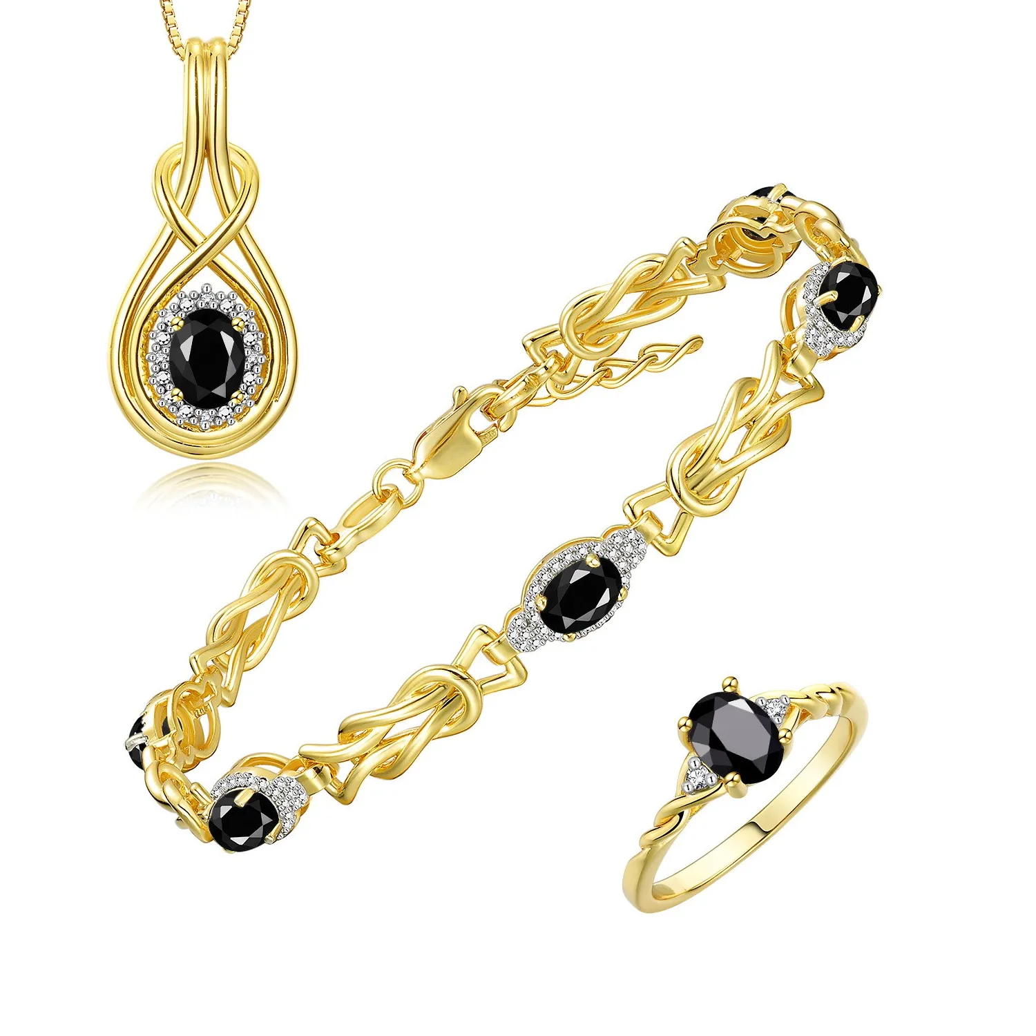 Authentic The Eternal Love Knot A Gold- Plated Onyx & Diamond Talisman Of Bound Hearts