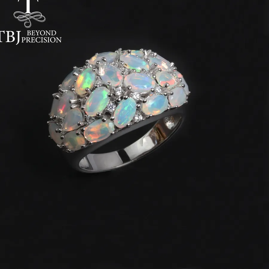 Authentic Big Opal Ring Natural Ethiopia Opal 4Ct Gemstones 925 Sterling Silver Fine Jewelry Nice