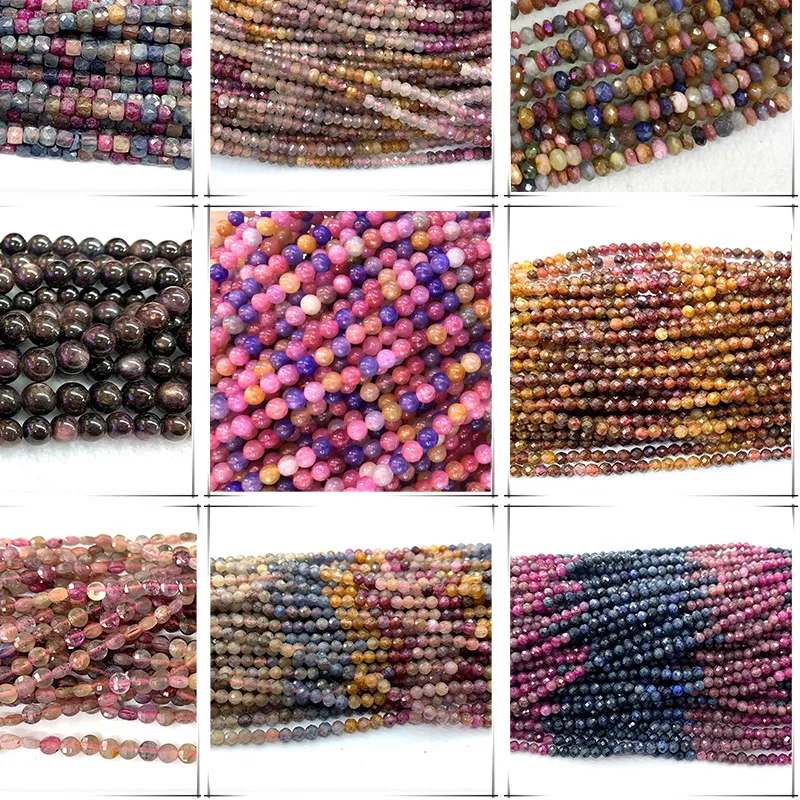 Authentic Veemake Natural Star Light Ruby Sapphire Faceted Round Rondelle Edge Cube Coin Beads For Jewelry Making Diy Necklace Bracelets