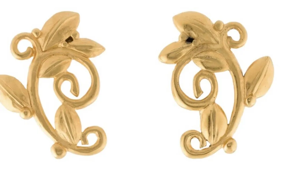 Authentic Gilded Sigils Of Radiance Ornate Gold- Plated Clip Earrings