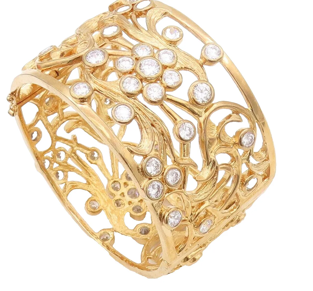 Authentic Celestial Bloom Gold- Plated Ornate Floral Talisman Bracelet In Sterling Silver