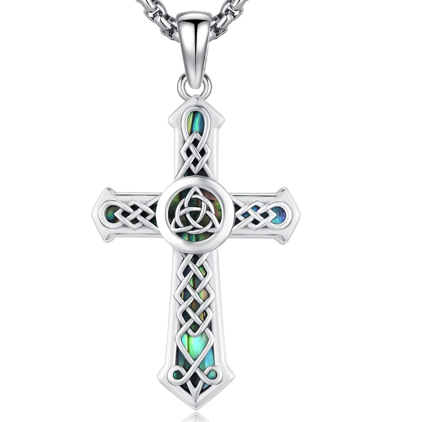Authentic Celtic Cross Necklace 925 Sterling Silver Cross Pendant Wiccan Protection Amulet Necklace Jewelry Christmas