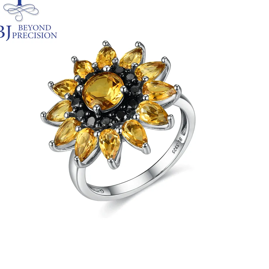 Authentic Natural Citrine Gemstone Ring 925 Sterling Silver Fine Jewelry Designed As A