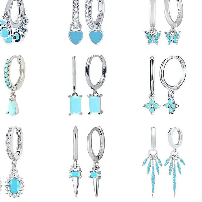 Authentic Celestial Turquoise Heart Needle Earring – Gold‑kissed 925 Silver