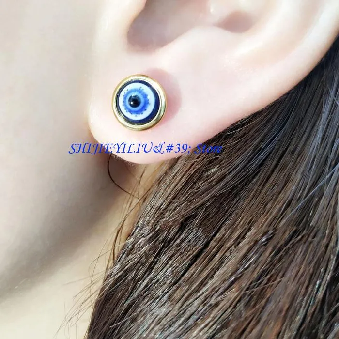 Authentic Sentinels Of The Azure Gaze Gold- Plated Kabbalah Evil Eye Earrings
