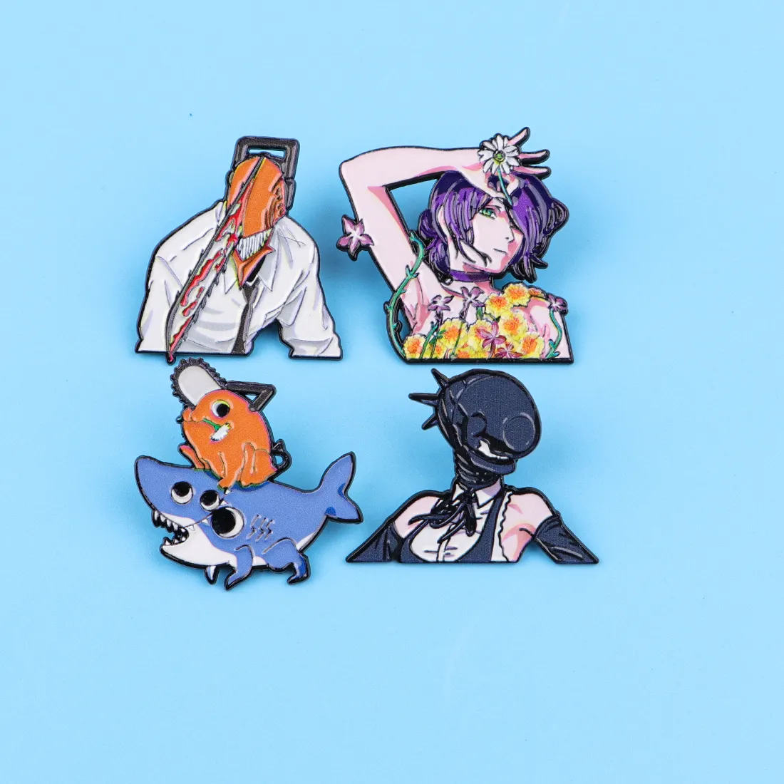 Authentic 4Pcs Manga Characters Enamel Pin Brooch Backpack Hat Bag Collar Lapel Badges Jewelry Collection