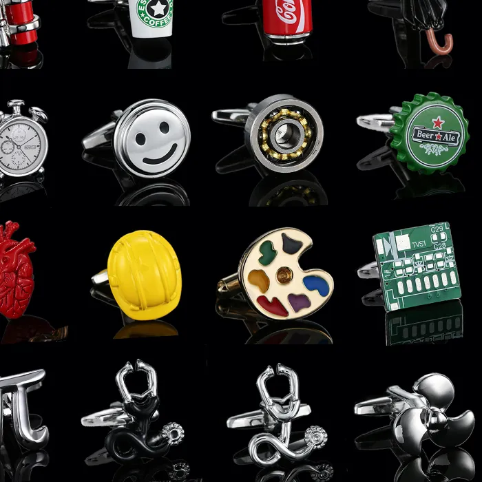 Authentic French Shirt Cufflinks Hat Fire Extinguisher Life Cuffs Buttons Business Suit Accessories Jewelry