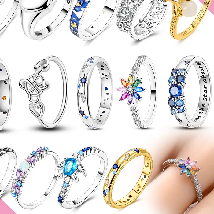 Finger Rings 925 Sterling Silver For Woman Cocktail Ring Star Celtic Knot Heart Jewelry
