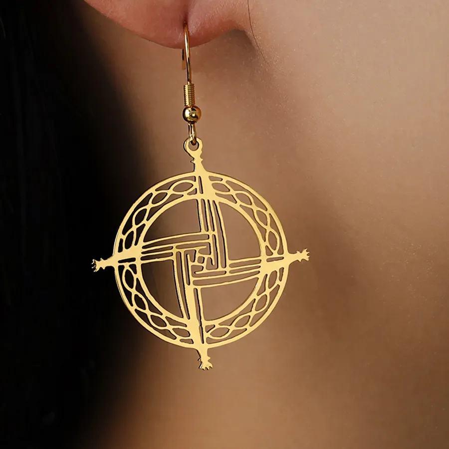 Authentic Whispers Of Imbolc Saint Brigid Cross Sacred Gold- Plated Talisman Earrings