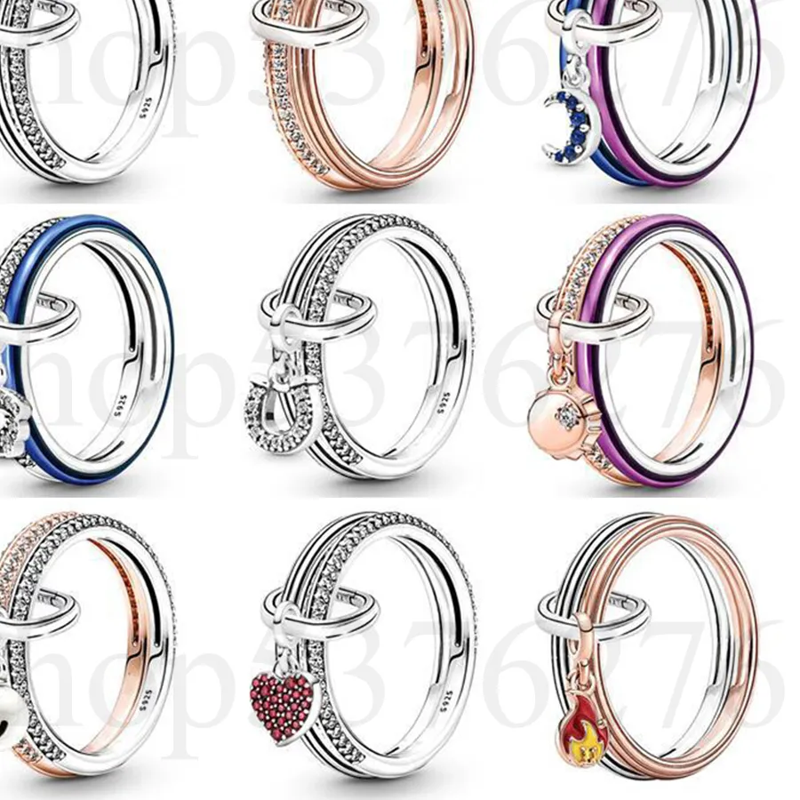 Authentic Real 925 Sterling Silver Me Love Burning Flame Moon Power Lucky Horseshoe Bottle Cap Ring Diy Jewelry