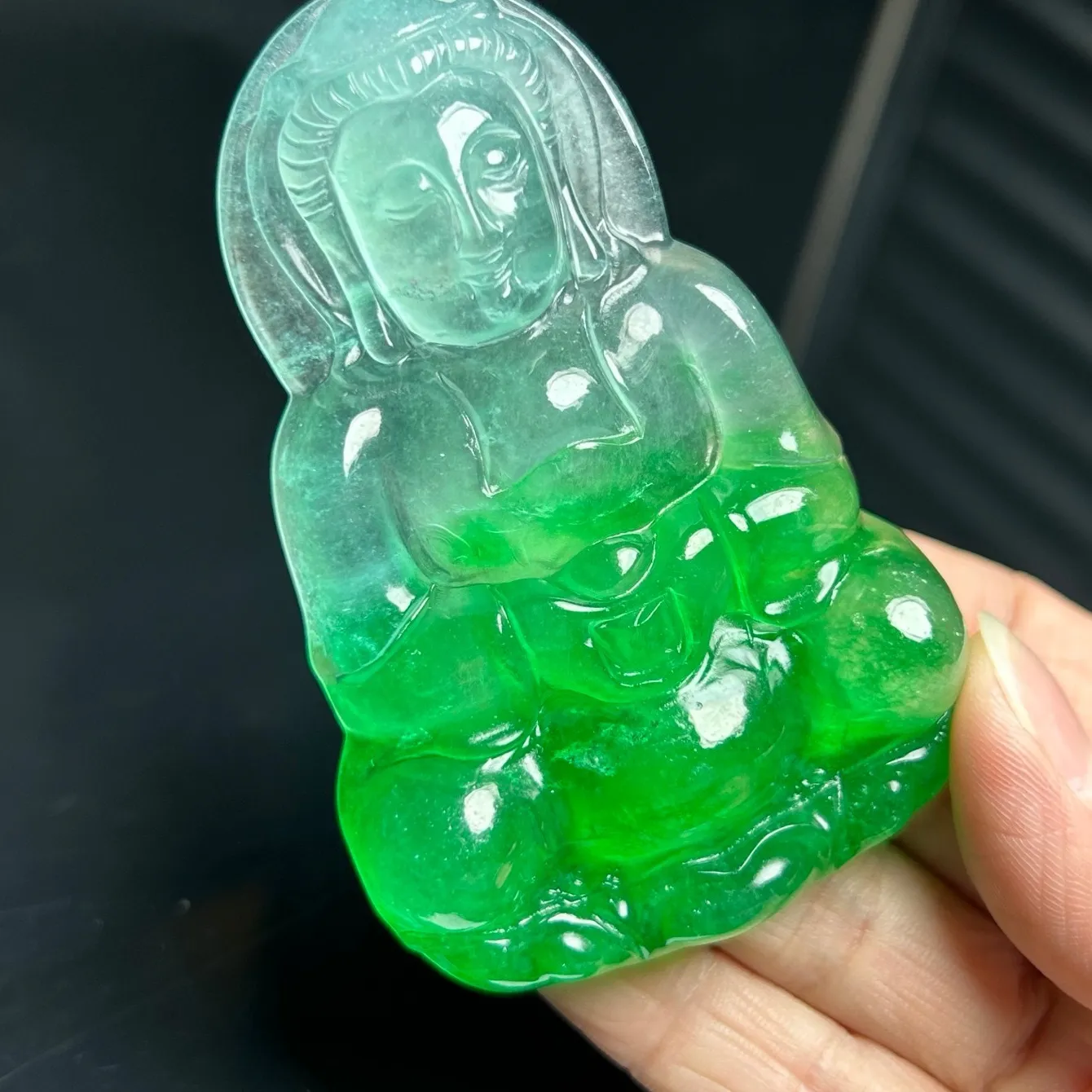 Authentic AAA Real natural high Ice green Jade Jadeite Guanyin amulet Pendant&Necklaces