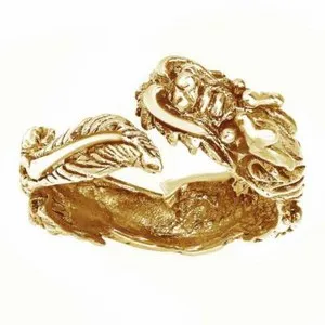 Authentic The Guardian Serpent: 14K Gold-Plated Sterling Silver Warrior Dragon Ring