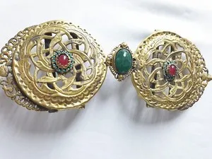 Authentic Sultan S Veil Belt Coral & Gold- Plated Ottoman Heritage Talisman