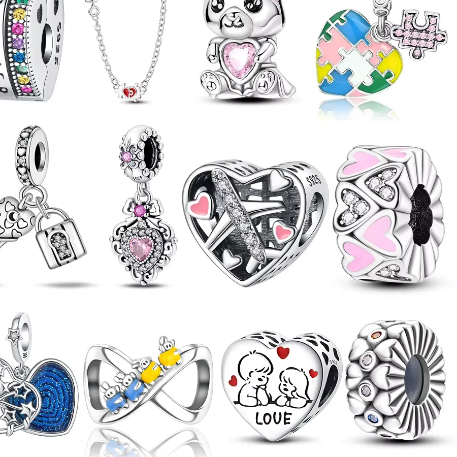 Authentic Romantic Original Accessories Sparkling Magic Cube Love Red Heart Beads 925 Silver Bracelet Diy Jewelry Charms Beads